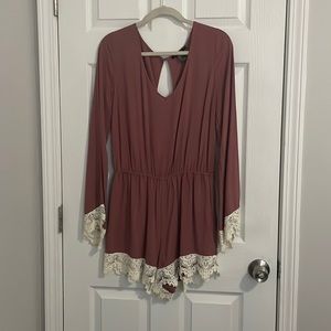 Forever 21 romper with lace detail and bell sleeves